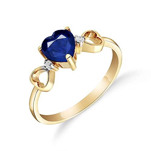 Galaxy Gold GG 14k Gold Genuine Diamonds & Heart-shaped Natural Sapphire Ring