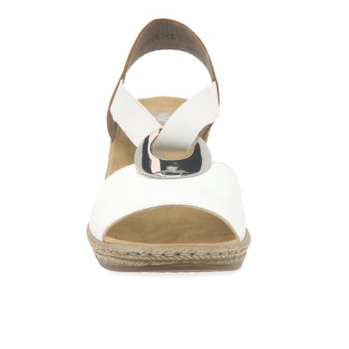 Image of Rieker 624H6 Fanni Women's Wedge Sandals - Lightweight, Comfortable and Supportive - Slip On Sandals with Cushioned Insole and High Wedge for Everyday Stylish Wear