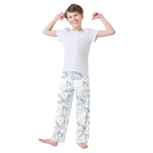 Cartoon Cute Unicorn Cartoon Balloon Pajamas Bottoms with Pockets Comfy Pjs Sleepwear Elastic Waistband Pajamas Pants Lounge Pants for 6-14 Years2