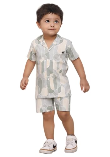 Image of POLKA TOTS Cotton Half Sleeves Shirt With Shorts, All Over Print Cord Set for Baby Boy Kids