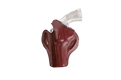 Pusat Holster Premium Leather Thumb Break Belt Holster 4 inch 357 MAG for Revolver Taurus Model 65-66-669 (Brown Left Hand, Taurus Model 66)
