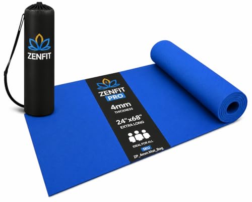 Image of Yoga Mats For Women Yoga Mat For Men Exercise Mat For Home Gym Mat Anti Slip YogaMate 4mm Workout Mat YogaMat For Kids Yoga Mate Gym Mats - Grey, Ethylene Vinyl Acetate (Blue)
