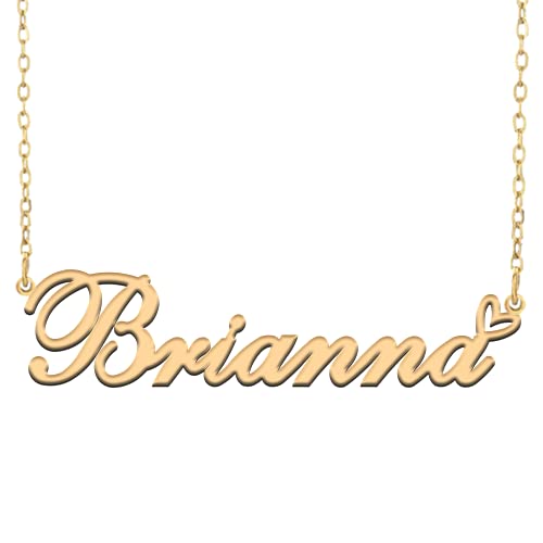 RONKAHSHOW Brianna Custom Pendant Name Necklace Customized Personalized with Heart Necklace Best Gift for Women New Year Birthday Mother’s day Christmas wedding Party G
