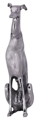 WOHNLING Décoration Design Chien Aluminium argenté Chien Greyhound Sculpture Statue Cover