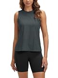 ODODOS Women's Performance Tank Ultra Soft odSTRATUM Tech Sleeveless Tee Shirts High Crew Neck Pullover Top, Charcoal Heather, X-Large