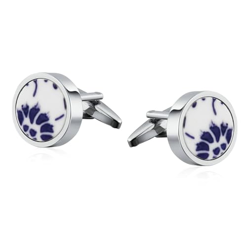 Gemelos de plata y acero inoxidable con garras de animales en azul exclusivo