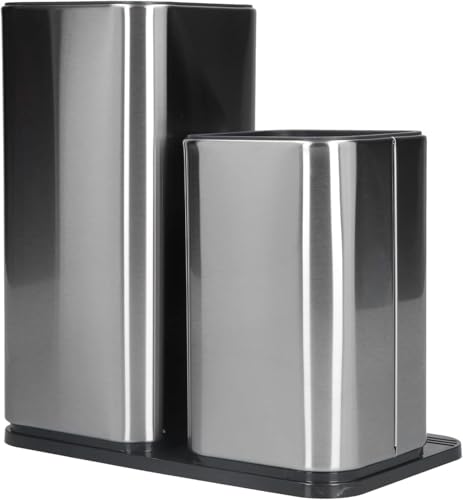 Bloque Universal para Cuchillos,2 en 1 Portacuchillos de Acero Inoxidable con Ranura para Tijeras Soporte para Cuchillos con Tabla de Cortar Organizador para Accesorios de Cocina