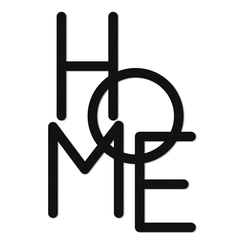 ebenkunst | Home Schriftzug Wanddeko Wohnzimmer - Modernes Wandbild aus HDF, stilvolle Flur Deko, Wandbilder Made in Germany, Hochwertige Holz Deko Zum Aufhängen Oder Ankleben, 1 cm dick, Schwarz