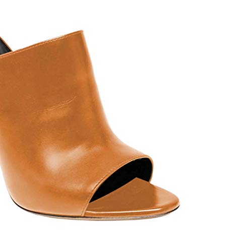 FSJ Wome Open Peep Toe Mule Sandals Wide Strap Slide Slippers Stiletto High Heels Slip on Backless Summer Casual Shoes 4-15 M US4
