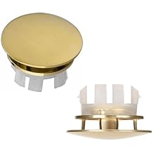 2 Pcs Bathroom Sink Overflow Cover Basin Trim Brass Insert in Hole Round Caps Brushed Nickel Vanity Ceramic Vessel Kitchen Replacement Dual Layer Insert Sink Basin Overflow Trim Ring Gold