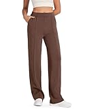 G4Free Casual Lounge Pants for Women with Pockets Pull on Elastic Stretch Sweat Pants Relaxed Fit Soft Winter Fall Slacks(Dark Coffee,M,Regular)