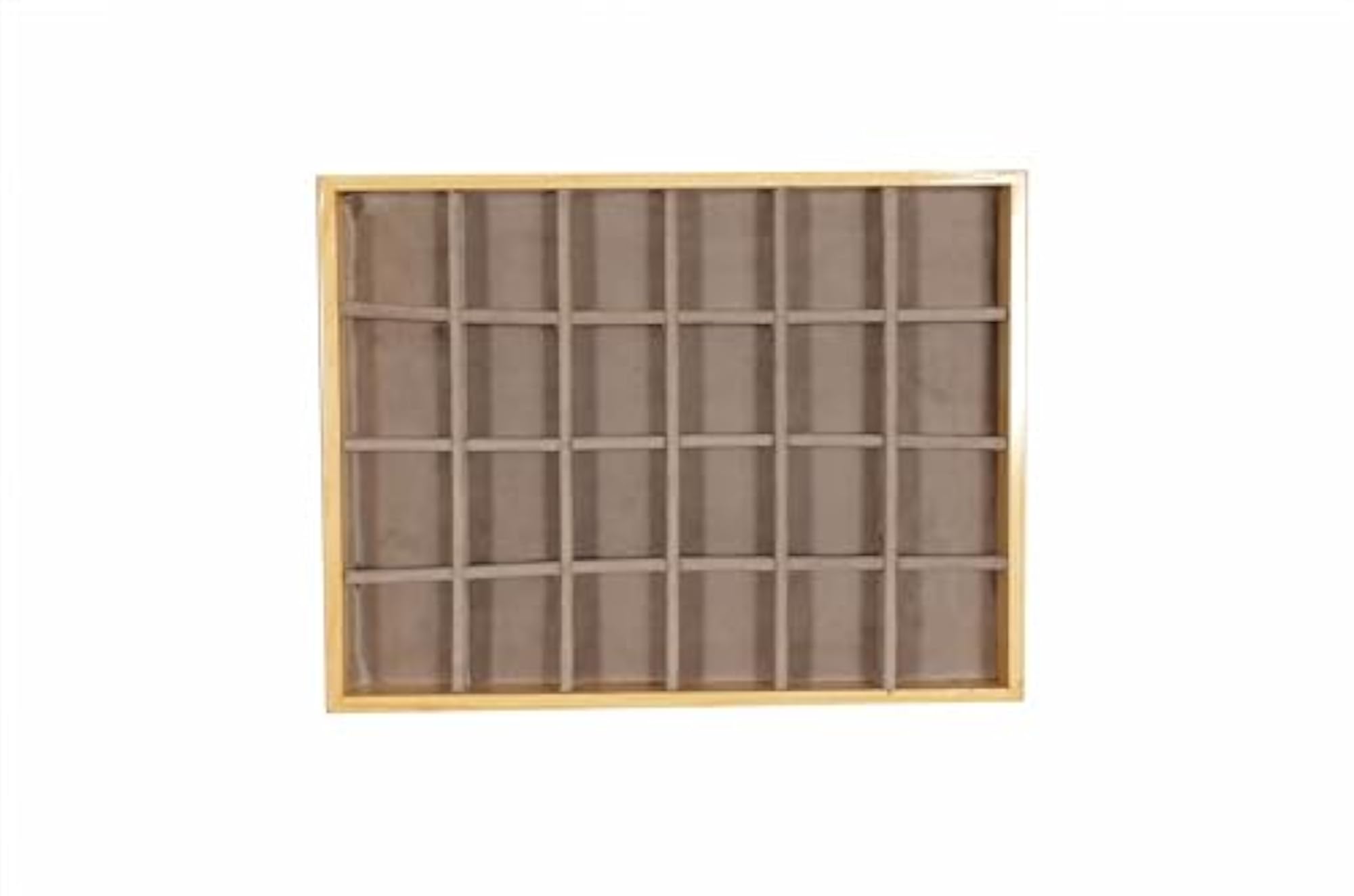 24 Grid Wood Jewelry Tray Microfiber Interior Jewelry Drawer Organizer