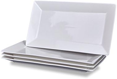 Klikel 4 Serving Platters - Classic White Plate - Serving Trays For Parties - Microwave And Dishwasher Safe - 5.5 X 10 Inch