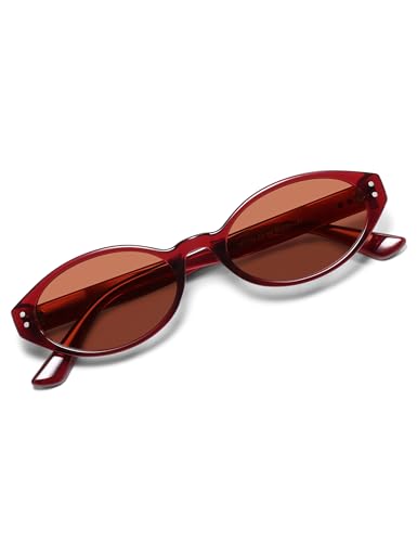Retro Oval Polarized Sunglasses for Women Chic Cat Eye Trendy 90s Shades UV400 Protection AP3743