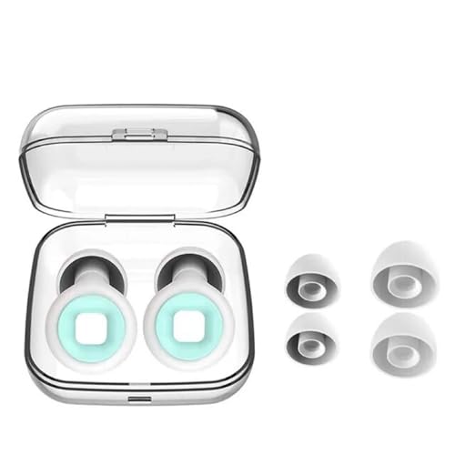 Image of AUGEN Ear Plugs for Sleeping, Noise Canceling, Reusable Silicone Earplugs for Hearing Protection, Waterproof EarPlugs Suitable for Swimming Studying Traveling Concerts Airplanes (White Green, M8)