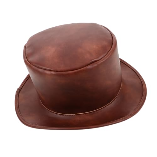 BESPORTBLE Vintage Medieval Knight Hat Steampunk Fake Leather Unisex Top Hat For Halloween Party And Role Play Cosplay Costume Accessory
