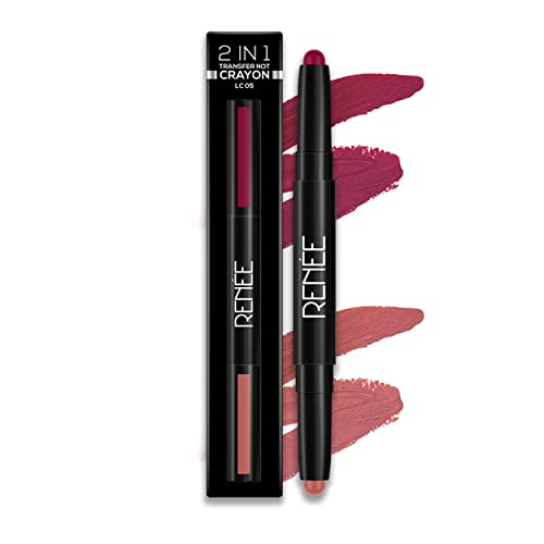 Image of RENEE 2 In 1 Transfer Not Crayon LC 05, 4gm| Long Lasting & Smudge Proof Formula| Matte Lip Color with 1 Light & Dark Shades| Enriched with Shea Butter