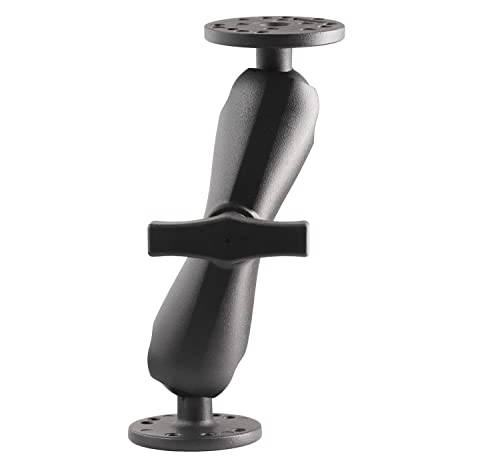 AGEofDMS Support AMPS de 1,5 Pouces, Double Support à Bille avec Deux plaques Rondes, Fonte d'aluminium, Double Bras avec Adaptateur Boule de 38 mm/1,5''/C,...