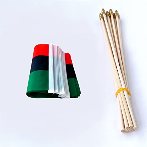 Tsmd African Afro American Stick Flag Small Mini Hand Held Flags,5X8 Inch,12 Pack #TOP2