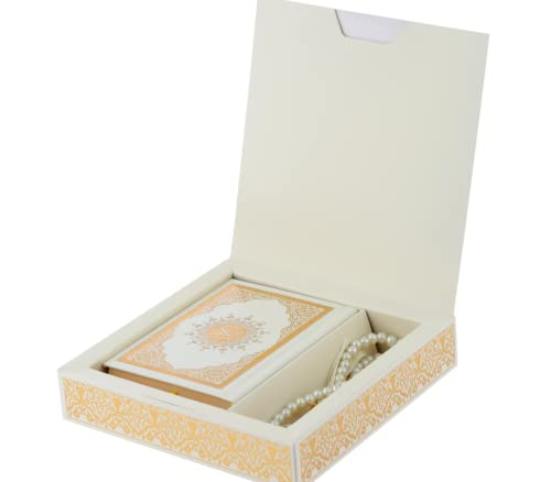 Prien Muslim Gifts for Eid, Gilt Covered Gift Box, Silvered Quran Gifts for Ramadan Mosque, Pearl Prayer Beads, Islamic Presents Women, Portable Boxes, Mawlid Gift Set for Birthday, Wedding, Umrah