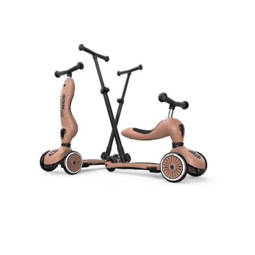 Scoot &amp; Ride Highwaykick Trottinette 2 en 1 Push and Go avec siège et guidon à partir de 1 à 2 ans, hauteur réglable, sans outil, moka