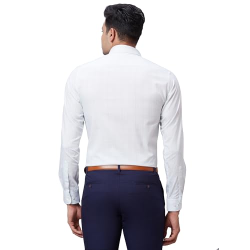 Image of Raymond Men's Pure Cotton Structure Pattern Slim Fit Semi Cutaway Collar Full Sleeve Formal Shirt