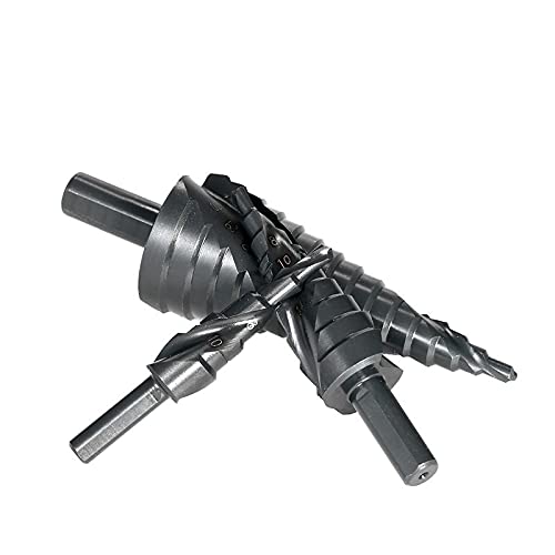 Foret Bits 3PCS 4-32MM Step Foret Cobalt Set en Spirale en Acier à Haute Vitesse d'azote pour Le Coiffeur de Tige de Tige de Triangle en métal Outils, Accessoires