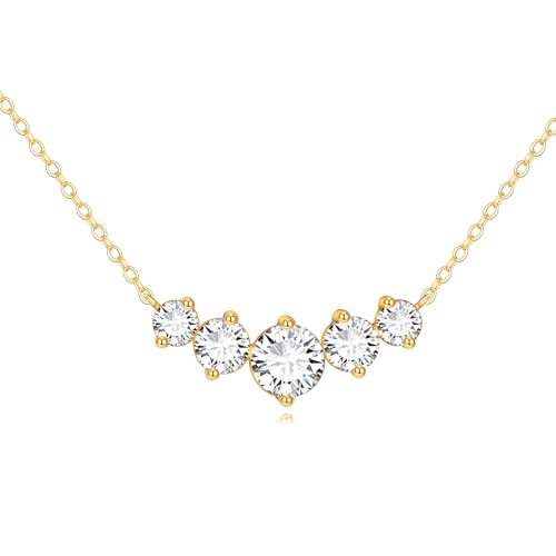 DOVRAN 14K Solid Gold Moissanite Necklace for Women 1.5 CT EF Color Created Diamond Pendant Round/Teardrop/Heart Moissanite Pendant Diamond Solitaire Necklace Gift for Mother Mom Wife Girlfriend