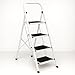 Escalera Plegable de 4 peldaños con Estructura de Acero | Taburete Multifuncional con Superficie Antideslizante y Base Estable | Ligera, portátil y Segura para hogar, Oficina y tareas domésticas