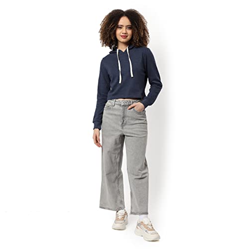 Image of Campus Sutra Women cotton Premium Zipper Hoodie-Grey