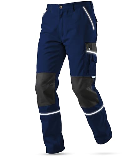 TMG® - Pantaloni da lavoro da uomo, con tasche imbottite sulle ginocchia blu navy 60