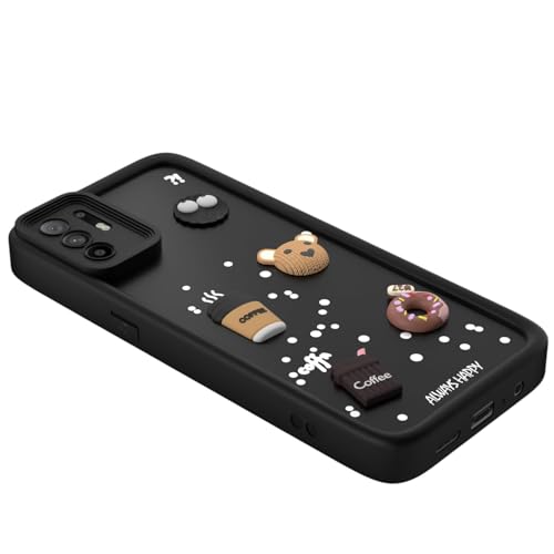 Image of Bintage Cute Fun Taddy| 3D Ball Bear| Donut| Coffee Rubber Case Camera Protection Back Cover Compatible for Oppo A94 5G - Black