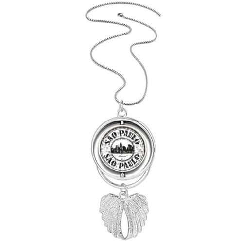 Collier ailes d'ange avec pendentif gravé Painting Slogan Brazil pour homme et femme