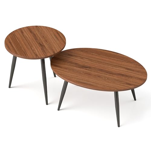 Rukulin Set of 2 Coffee Table,Nesting Side Table, Living Room Sofa End Table
