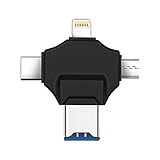 Ueohitsct 4-IN-1 OTG Card Reader Portable Memory Card Reader Adapter for Apple Android Type-C Compatible with TF Cards