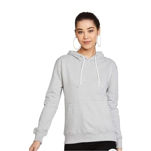Image of Clotth Theory Women's Cotton Fleece Hooded Neck Sweatshirt | Hoodie Jacket with Kangaroo Pocket