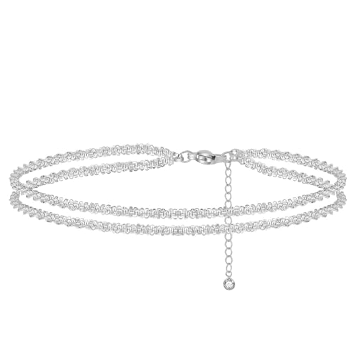 Image of Gold /Silver Anklets for Women Ankle Bracelets for Women Waterproof Beach Layered Anklet Bracelets for Women Cuban Link Anklets Set Dainty Cute Heart Butterfly Anklets Non Tarnish Jewelry Gift