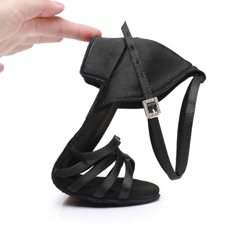 Rosefinch Girls Latin Dance Shoes Satin Suede Sole Salsa Professional Performance Practice Dance Shoes2