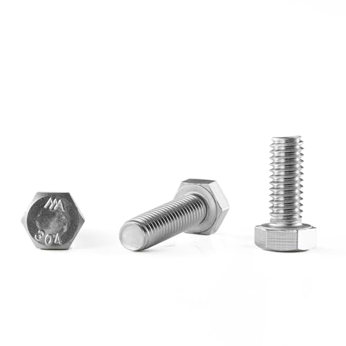 Image of 5 /16 inch-18 x 1 /2 inch Hex Head Screw Bolt, 20Pcs Stainless Steel 304 (18-8), Fully Threaded Bolts, Plain Finish