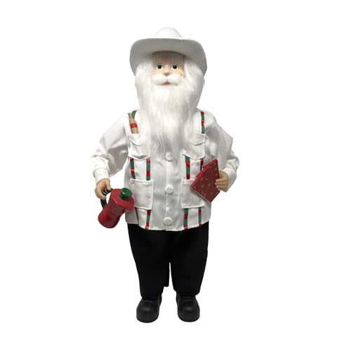Christmas Decor Cuban Santa Claus 18 Inch Santa Cubano Santa Claus Collectible Figurine with Guayabera Cafetera and Red Dominoes for a Holiday Celebration Decoracin de Navidad