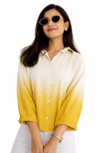 Image of Women's Ombre Pink Casual Shirt for Women | Full Sleeve Stylish Western Top | Soft Regular Fit Button Down Shirt for Girls & Women