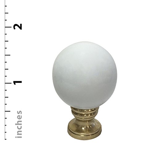 Image of Royal Designs Ceramic Sphere 1.75 inch Lamp Finial for Lamp Shade, White, Polished Brass Base - Set of 2