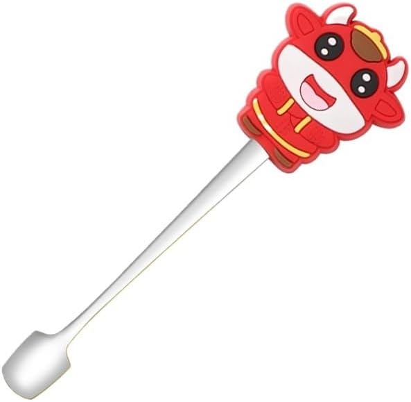 Silverware Flatware Set, 1/4/6/8/10pcs Creative Small Spoon Cartoon Stainless Steel Coffee Stirring Spoon Dessert Spoon Gift Spoon(Green,10Pcs)