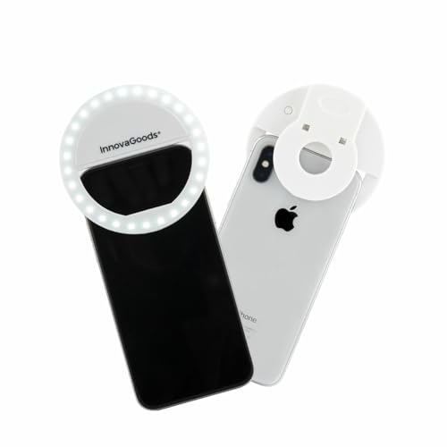 InnovaGoods - Aro de Luz LED Recargable para Selfie, 28 LED Luz B...