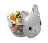 Rende divertente lo snack! Melii 10200 - Contenitore per snack con bulldog francese, in plastica, grigio