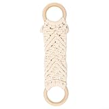 Porta asciugamani in legno e corda di cotone, design estetico, per organizzare gli asciugamani in qualsiasi stanza (bianco)