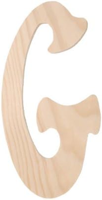 Darice 9187-G Unfinished Wood Embellishment, Letter G, Special Font