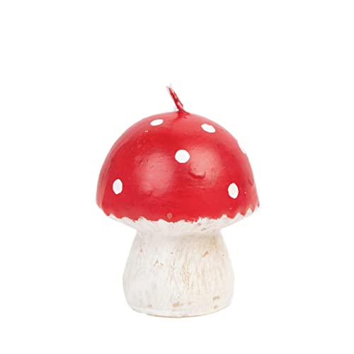 Talking Tables Small Mushroom Shaped Candle for Christmas Table - 7.5cm, Red