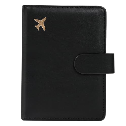 ILIYAH Pass Hülle Reisepass Etui Passport Cover Reisepasshülle Premium Leder Passhülle Reisepass RFID-Schutz Kartenfach Stiftehalter Magnetverschluss(Schwarz)