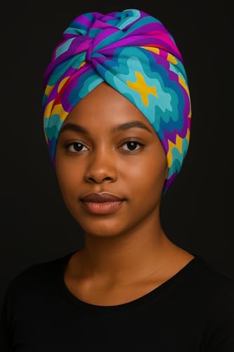 Queen Amina Design Headwrap, Polyester & cotton Blend Hair Wrap, Lightweight Head Scarf for Women, Scarves and Head Coverings, Stylish Hair Scarves and Wraps for Women's Hair2